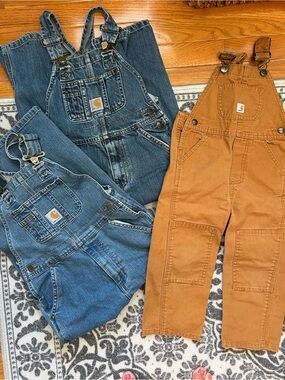 Carhartt Kids Denim and Brown Duck Overalls Set